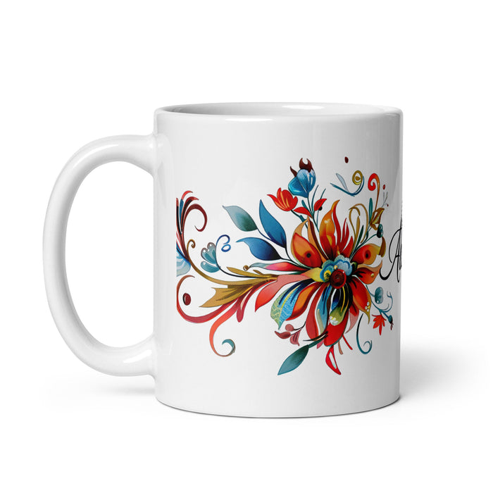 Alison Exclusive Name Art Piece Home Office Work Coffee Mug Mexican Spanish Pride Gift Cup One - Of - A - Kind Calligraphy White Glossy Mug | A31 - Mexicada