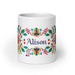 Alison Exclusive Name Art Piece Home Office Work Coffee Mug Mexican Spanish Pride Gift Cup One - Of - A - Kind Calligraphy White Glossy Mug | A32 - Mexicada