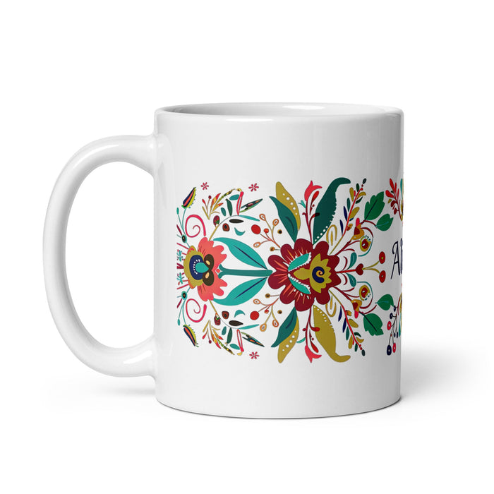 Alison Exclusive Name Art Piece Home Office Work Coffee Mug Mexican Spanish Pride Gift Cup One - Of - A - Kind Calligraphy White Glossy Mug | A32 - Mexicada