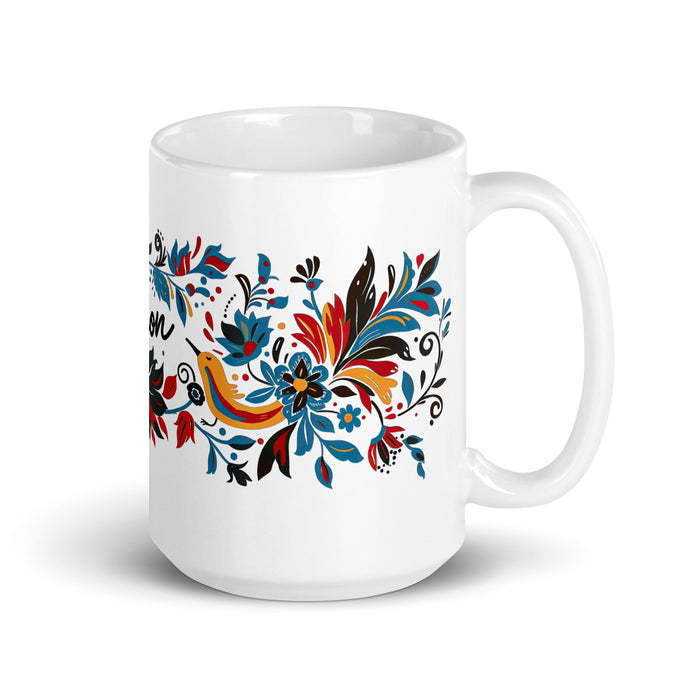 Alison Exclusive Name Art Piece Home Office Work Coffee Mug Mexican Spanish Pride Gift Cup One - Of - A - Kind Calligraphy White Glossy Mug | A34 - Mexicada