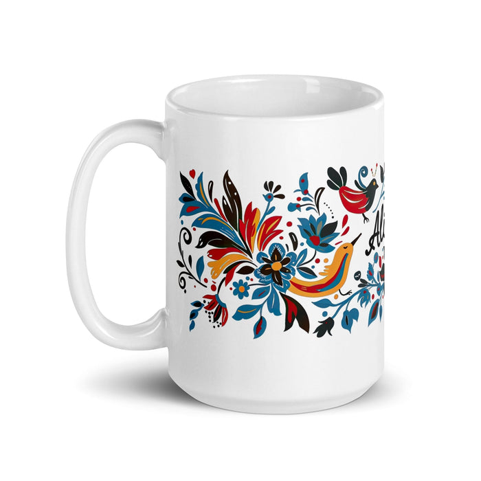 Alison Exclusive Name Art Piece Home Office Work Coffee Mug Mexican Spanish Pride Gift Cup One-Of-A-Kind Calligraphy White Glossy Mug | A34 Mexicada