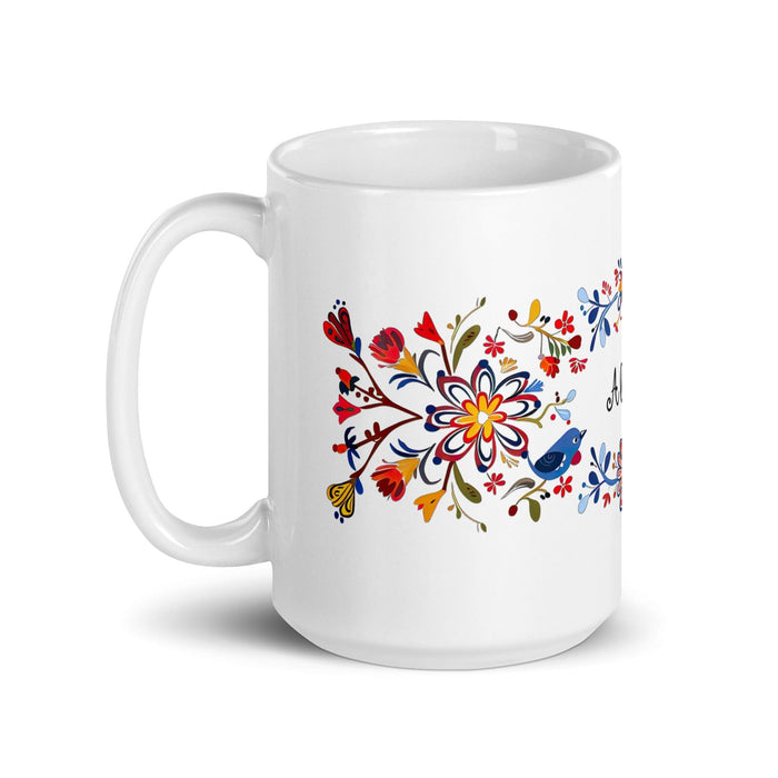 Alison Exclusive Name Art Piece Home Office Work Coffee Mug Mexican Spanish Pride Gift Cup One-Of-A-Kind Calligraphy White Glossy Mug | A35 Mexicada