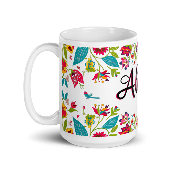 Alison Exclusive Name Art Piece Home Office Work Coffee Mug Mexican Spanish Pride Gift Cup One - Of - A - Kind Calligraphy White Glossy Mug | A36 - Mexicada