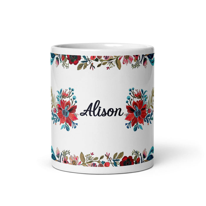 Alison Exclusive Name Art Piece Home Office Work Coffee Mug Mexican Spanish Pride Gift Cup One-Of-A-Kind Calligraphy White Glossy Mug | A38 Mexicada