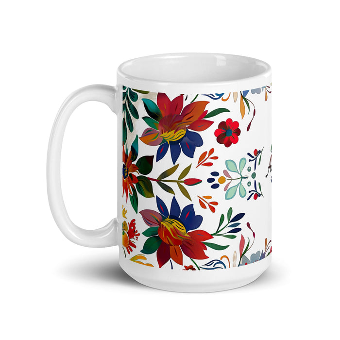 Alison Exclusive Name Art Piece Home Office Work Coffee Mug Mexican Spanish Pride Gift Cup One - Of - A - Kind Calligraphy White Glossy Mug | A4 - Mexicada