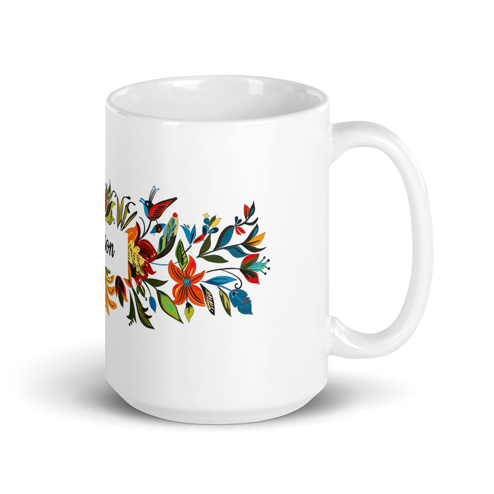 Alison Exclusive Name Art Piece Home Office Work Coffee Mug Mexican Spanish Pride Gift Cup One - Of - A - Kind Calligraphy White Glossy Mug | A5 - Mexicada