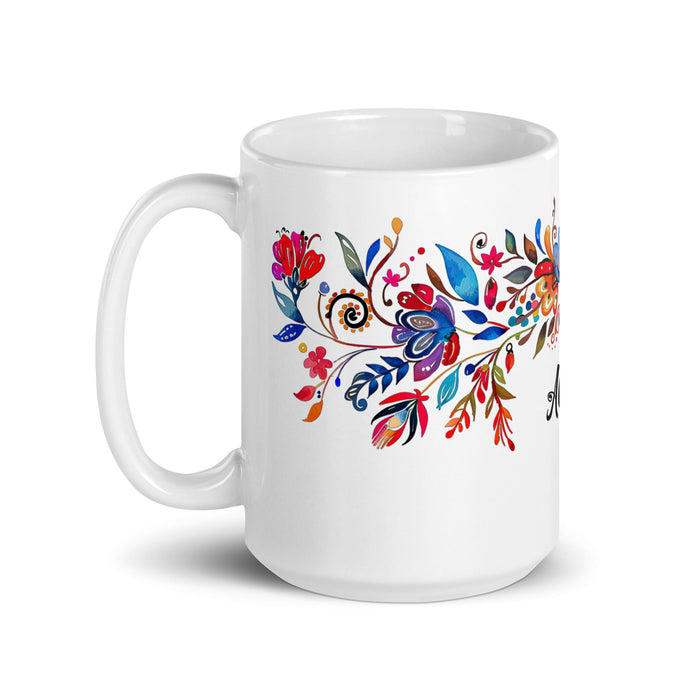 Alison Exclusive Name Art Piece Home Office Work Coffee Mug Mexican Spanish Pride Gift Cup One - Of - A - Kind Calligraphy White Glossy Mug | A8 - Mexicada