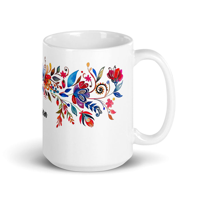 Alison Exclusive Name Art Piece Home Office Work Coffee Mug Mexican Spanish Pride Gift Cup One-Of-A-Kind Calligraphy White Glossy Mug | A8 Mexicada 15 oz