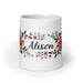 Alison Exclusive Name Art Piece Home Office Work Coffee Mug Mexican Spanish Pride Gift Cup One - Of - A - Kind Calligraphy White Glossy Mug | A9 - Mexicada