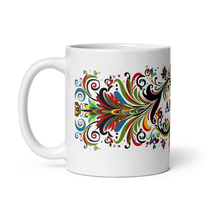 Allison Exclusive Name Art Piece Home Office Work Coffee Mug Mexican Spanish Pride Gift Cup One - Of - A - Kind Calligraphy White Glossy Mug | A1 - Mexicada