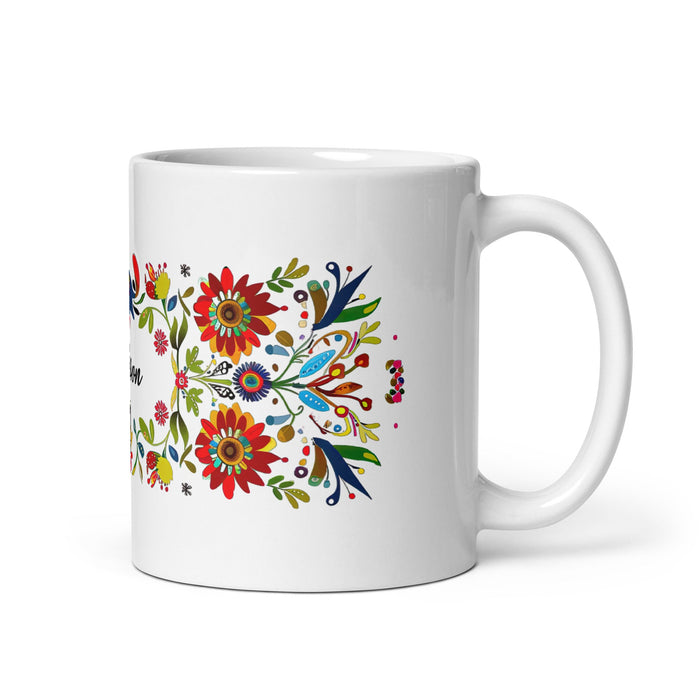 Allison Exclusive Name Art Piece Home Office Work Coffee Mug Mexican Spanish Pride Gift Cup One - Of - A - Kind Calligraphy White Glossy Mug | A12 - Mexicada