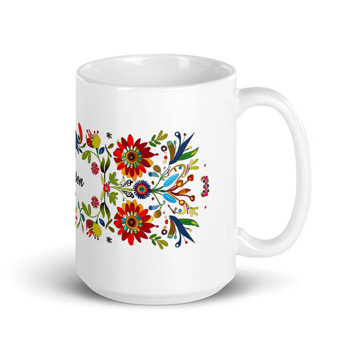 Allison Exclusive Name Art Piece Home Office Work Coffee Mug Mexican Spanish Pride Gift Cup One-Of-A-Kind Calligraphy White Glossy Mug | A12 Mexicada 15 oz