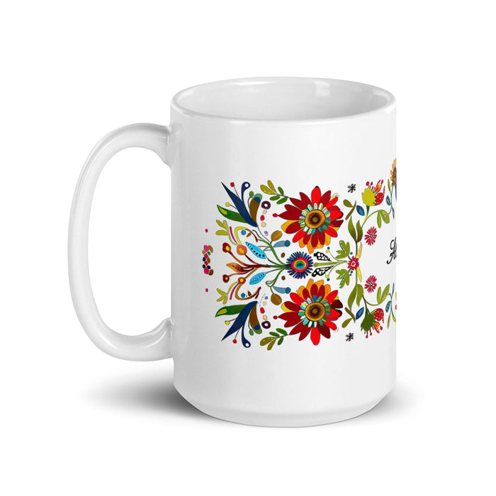 Allison Exclusive Name Art Piece Home Office Work Coffee Mug Mexican Spanish Pride Gift Cup One-Of-A-Kind Calligraphy White Glossy Mug | A12 Mexicada