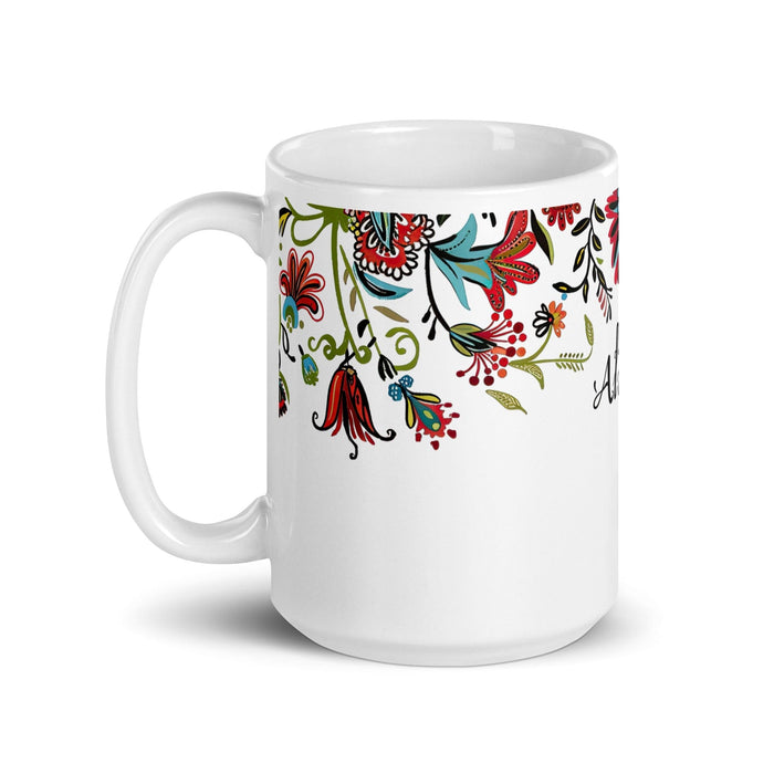 Allison Exclusive Name Art Piece Home Office Work Coffee Mug Mexican Spanish Pride Gift Cup One-Of-A-Kind Calligraphy White Glossy Mug | A13 Mexicada