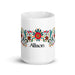 Allison Exclusive Name Art Piece Home Office Work Coffee Mug Mexican Spanish Pride Gift Cup One - Of - A - Kind Calligraphy White Glossy Mug | A14 - Mexicada