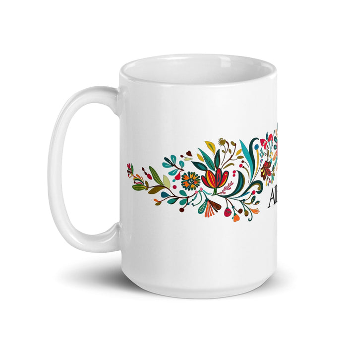 Allison Exclusive Name Art Piece Home Office Work Coffee Mug Mexican Spanish Pride Gift Cup One-Of-A-Kind Calligraphy White Glossy Mug | A14 Mexicada