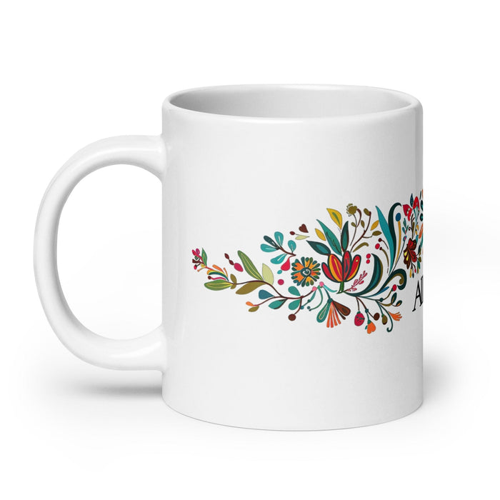 Allison Exclusive Name Art Piece Home Office Work Coffee Mug Mexican Spanish Pride Gift Cup One-Of-A-Kind Calligraphy White Glossy Mug | A14 Mexicada