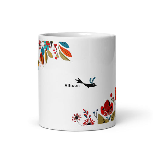 Allison Exclusive Name Art Piece Home Office Work Coffee Mug Mexican Spanish Pride Gift Cup One - Of - A - Kind Calligraphy White Glossy Mug | A15 - Mexicada