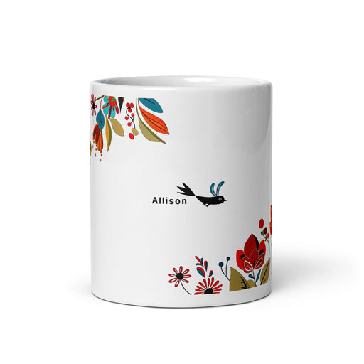 Allison Exclusive Name Art Piece Home Office Work Coffee Mug Mexican Spanish Pride Gift Cup One-Of-A-Kind Calligraphy White Glossy Mug | A15 Mexicada