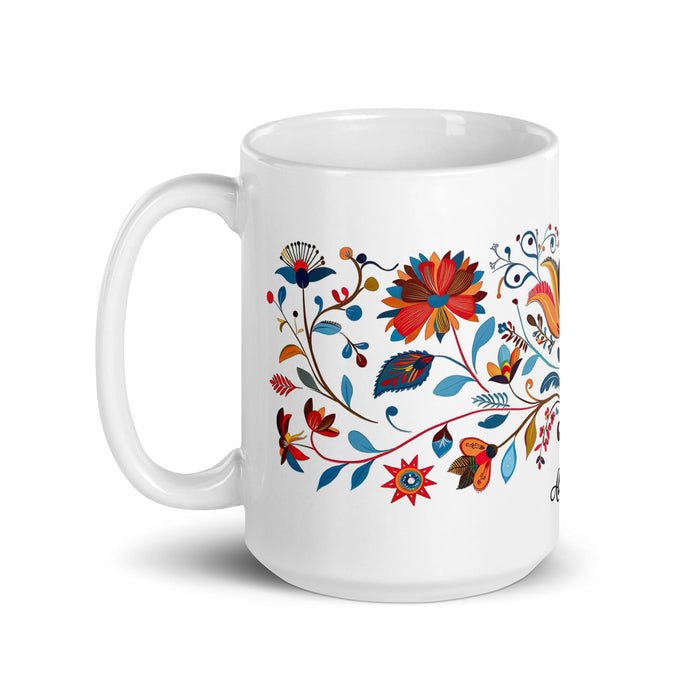 Allison Exclusive Name Art Piece Home Office Work Coffee Mug Mexican Spanish Pride Gift Cup One - Of - A - Kind Calligraphy White Glossy Mug | A16 - Mexicada