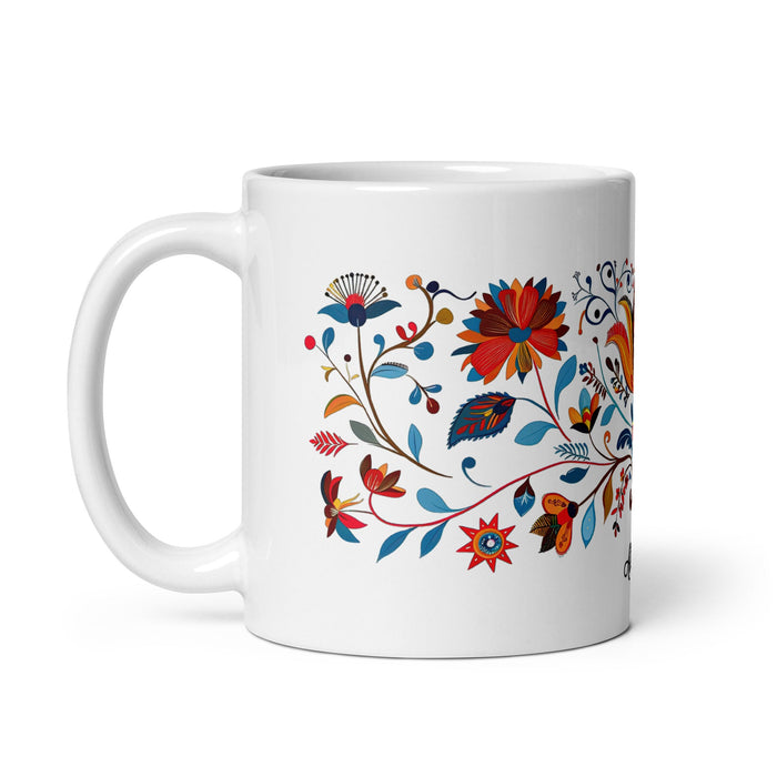 Allison Exclusive Name Art Piece Home Office Work Coffee Mug Mexican Spanish Pride Gift Cup One - Of - A - Kind Calligraphy White Glossy Mug | A16 - Mexicada