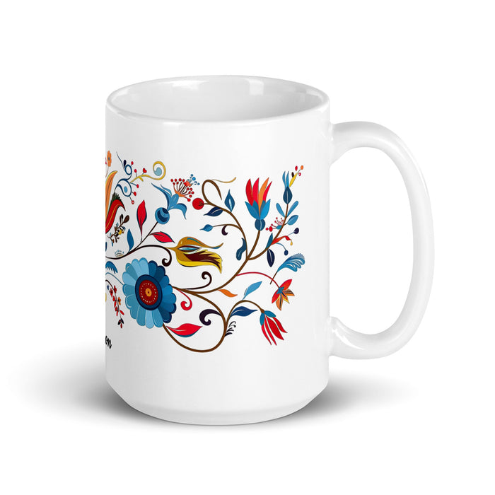 Allison Exclusive Name Art Piece Home Office Work Coffee Mug Mexican Spanish Pride Gift Cup One - Of - A - Kind Calligraphy White Glossy Mug | A16 - Mexicada