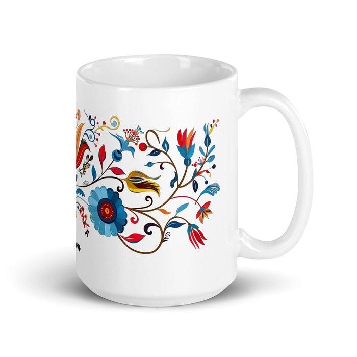 Allison Exclusive Name Art Piece Home Office Work Coffee Mug Mexican Spanish Pride Gift Cup One-Of-A-Kind Calligraphy White Glossy Mug | A16 Mexicada 15 oz