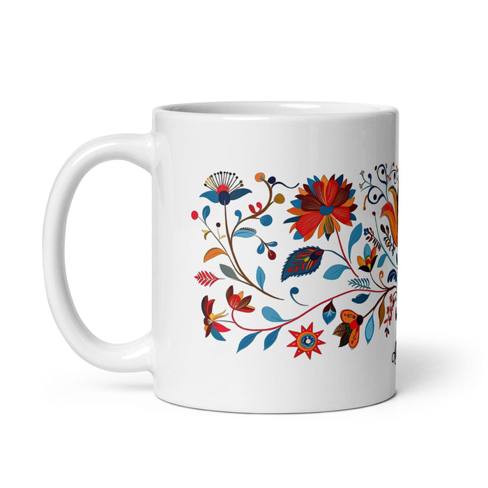 Allison Exclusive Name Art Piece Home Office Work Coffee Mug Mexican Spanish Pride Gift Cup One-Of-A-Kind Calligraphy White Glossy Mug | A16 Mexicada