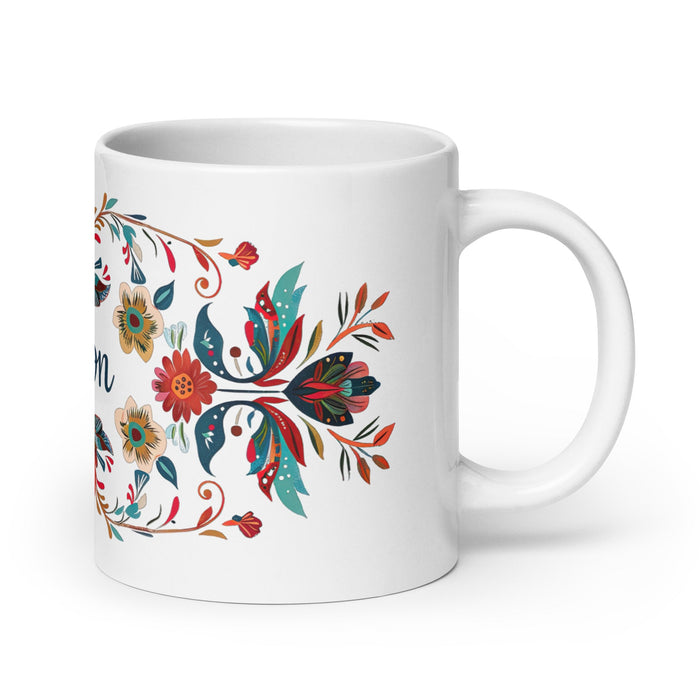 Allison Exclusive Name Art Piece Home Office Work Coffee Mug Mexican Spanish Pride Gift Cup One - Of - A - Kind Calligraphy White Glossy Mug | A17 - Mexicada