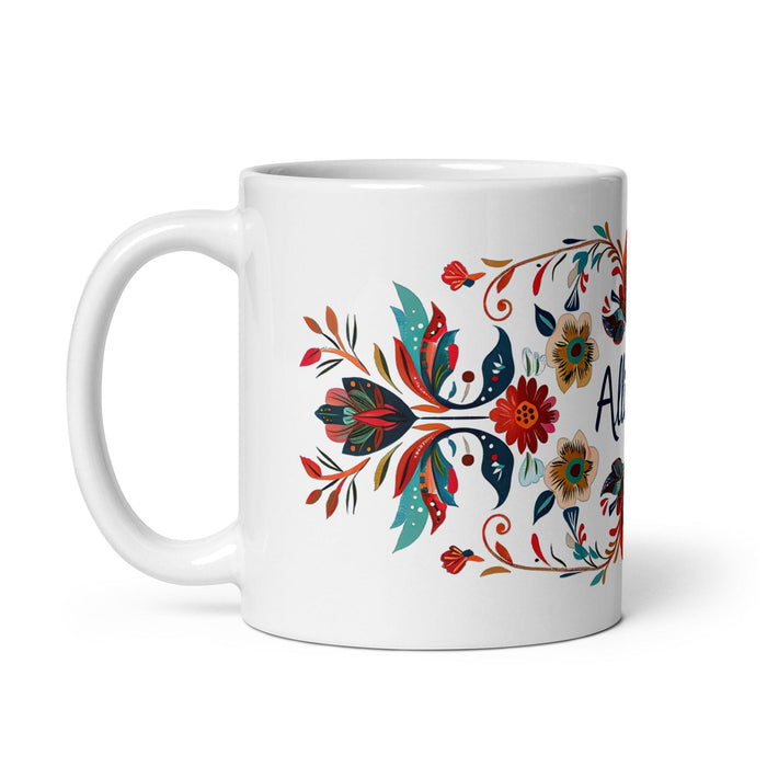 Allison Exclusive Name Art Piece Home Office Work Coffee Mug Mexican Spanish Pride Gift Cup One-Of-A-Kind Calligraphy White Glossy Mug | A17 Mexicada