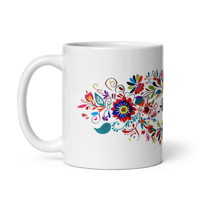 Allison Exclusive Name Art Piece Home Office Work Coffee Mug Mexican Spanish Pride Gift Cup One - Of - A - Kind Calligraphy White Glossy Mug | A2 - Mexicada