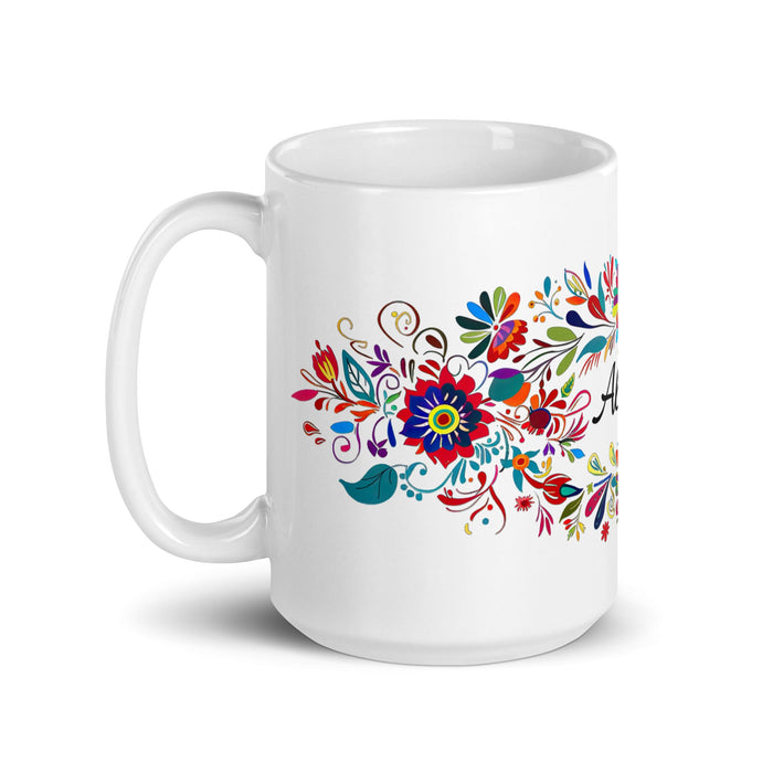 Allison Exclusive Name Art Piece Home Office Work Coffee Mug Mexican Spanish Pride Gift Cup One - Of - A - Kind Calligraphy White Glossy Mug | A2 - Mexicada