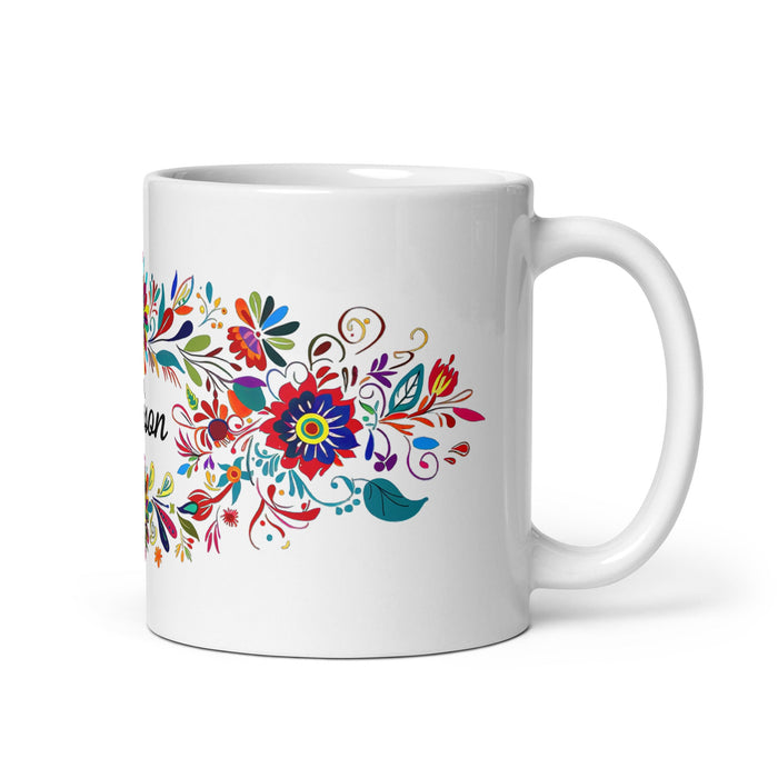 Allison Exclusive Name Art Piece Home Office Work Coffee Mug Mexican Spanish Pride Gift Cup One - Of - A - Kind Calligraphy White Glossy Mug | A2 - Mexicada