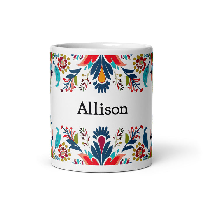 Allison Exclusive Name Art Piece Home Office Work Coffee Mug Mexican Spanish Pride Gift Cup One - Of - A - Kind Calligraphy White Glossy Mug | A3 - Mexicada