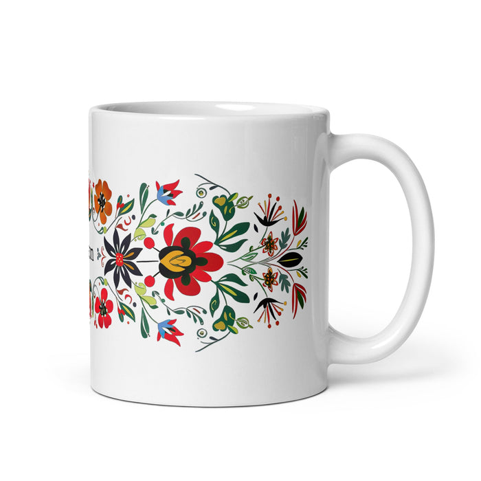 Allison Exclusive Name Art Piece Home Office Work Coffee Mug Mexican Spanish Pride Gift Cup One - Of - A - Kind Calligraphy White Glossy Mug | A4 - Mexicada