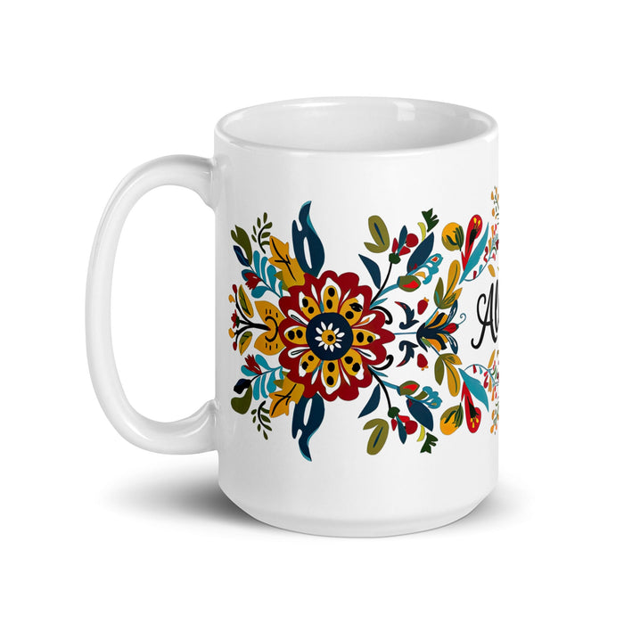 Allison Exclusive Name Art Piece Home Office Work Coffee Mug Mexican Spanish Pride Gift Cup One - Of - A - Kind Calligraphy White Glossy Mug | A6 - Mexicada