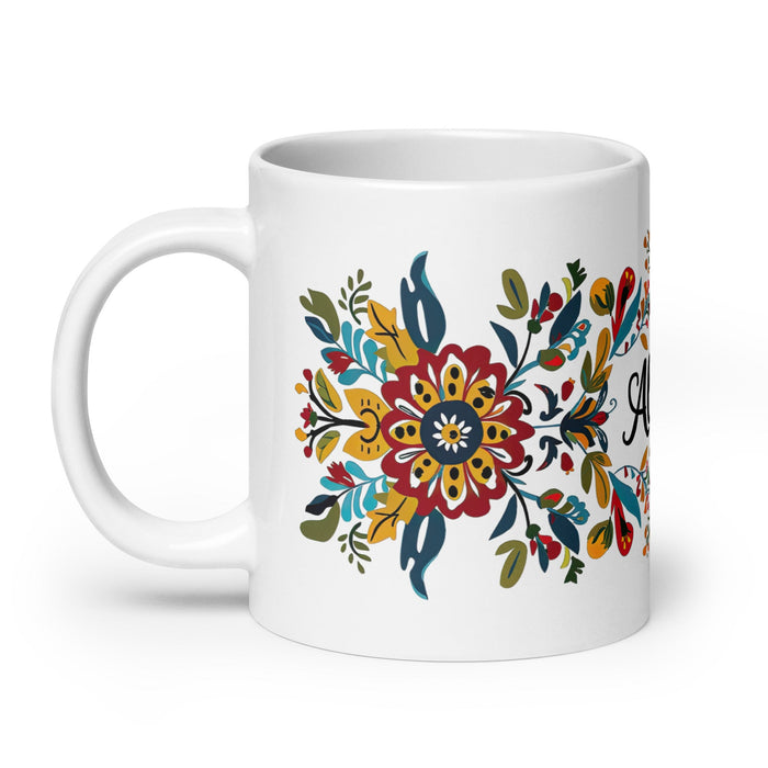 Allison Exclusive Name Art Piece Home Office Work Coffee Mug Mexican Spanish Pride Gift Cup One - Of - A - Kind Calligraphy White Glossy Mug | A6 - Mexicada