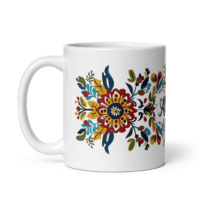 Allison Exclusive Name Art Piece Home Office Work Coffee Mug Mexican Spanish Pride Gift Cup One-Of-A-Kind Calligraphy White Glossy Mug | A6 Mexicada