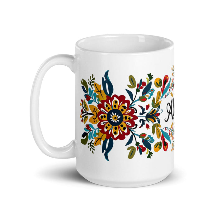 Allison Exclusive Name Art Piece Home Office Work Coffee Mug Mexican Spanish Pride Gift Cup One-Of-A-Kind Calligraphy White Glossy Mug | A6 Mexicada