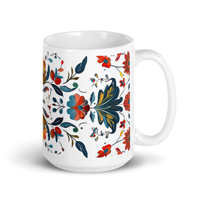 Allison Exclusive Name Art Piece Home Office Work Coffee Mug Mexican Spanish Pride Gift Cup One - Of - A - Kind Calligraphy White Glossy Mug | A7 - Mexicada