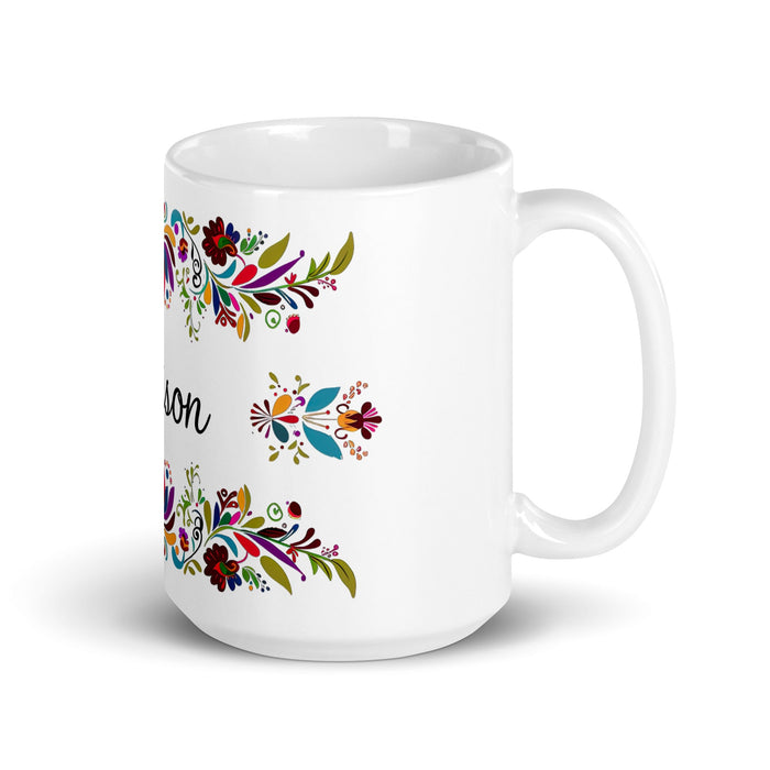 Allison Exclusive Name Art Piece Home Office Work Coffee Mug Mexican Spanish Pride Gift Cup One - Of - A - Kind Calligraphy White Glossy Mug | A8 - Mexicada