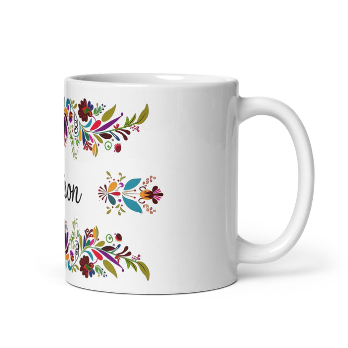 Allison Exclusive Name Art Piece Home Office Work Coffee Mug Mexican Spanish Pride Gift Cup One - Of - A - Kind Calligraphy White Glossy Mug | A8 - Mexicada