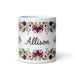 Allison Exclusive Name Art Piece Home Office Work Coffee Mug Mexican Spanish Pride Gift Cup One-Of-A-Kind Calligraphy White Glossy Mug | A8 Mexicada