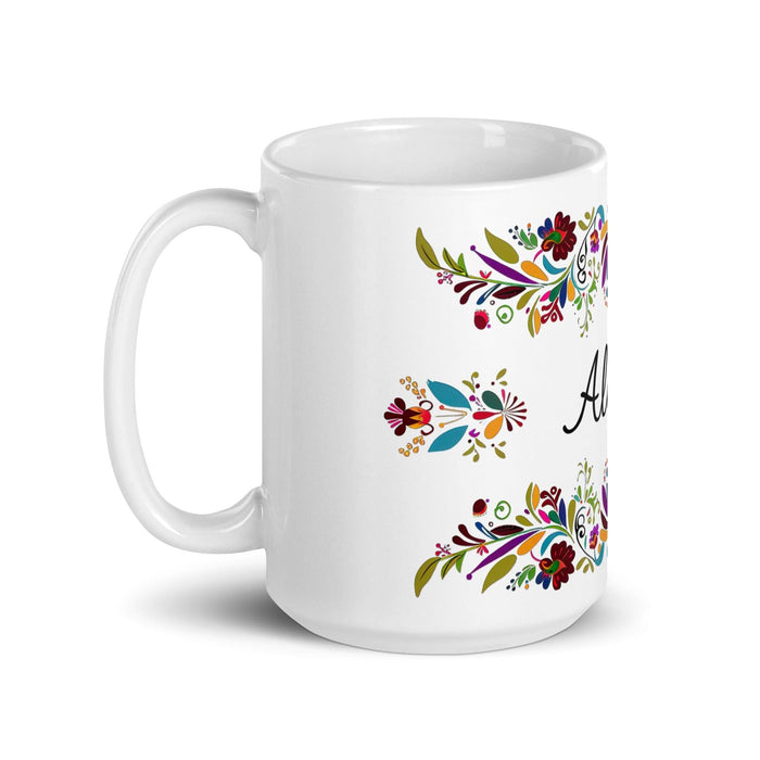 Allison Exclusive Name Art Piece Home Office Work Coffee Mug Mexican Spanish Pride Gift Cup One-Of-A-Kind Calligraphy White Glossy Mug | A8 Mexicada