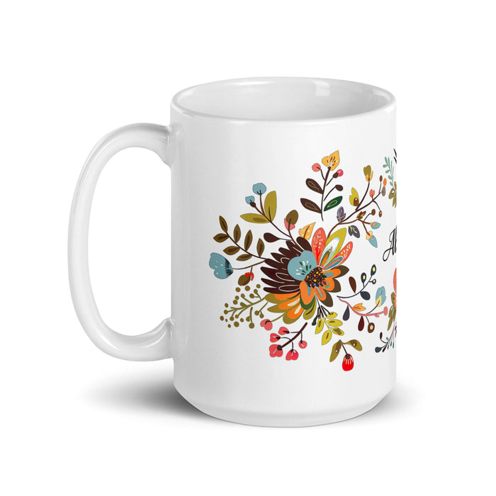 Allison Exclusive Name Art Piece Home Office Work Coffee Mug Mexican Spanish Pride Gift Cup One - Of - A - Kind Calligraphy White Glossy Mug | A9 - Mexicada