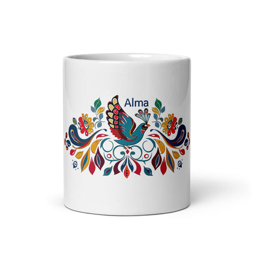 Alma Exclusive Name Art Piece Home Office Work Coffee Mug Mexican Spanish Pride Gift Cup One - Of - A - Kind Calligraphy White Glossy Mug | A11 - Mexicada