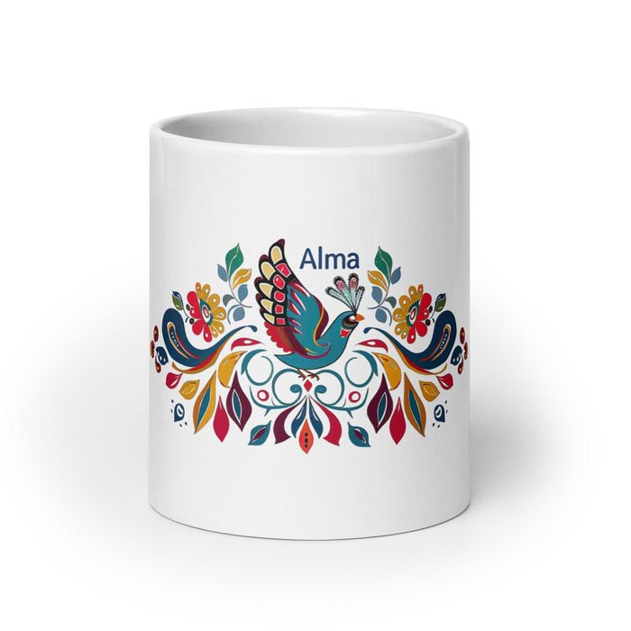 Alma Exclusive Name Art Piece Home Office Work Coffee Mug Mexican Spanish Pride Gift Cup One-Of-A-Kind Calligraphy White Glossy Mug | A11 Mexicada