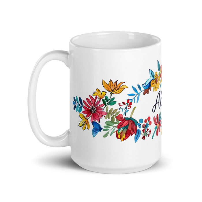 Alma Exclusive Name Art Piece Home Office Work Coffee Mug Mexican Spanish Pride Gift Cup One - Of - A - Kind Calligraphy White Glossy Mug | A12 - Mexicada