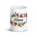 Alma Exclusive Name Art Piece Home Office Work Coffee Mug Mexican Spanish Pride Gift Cup One-Of-A-Kind Calligraphy White Glossy Mug | A12 Mexicada