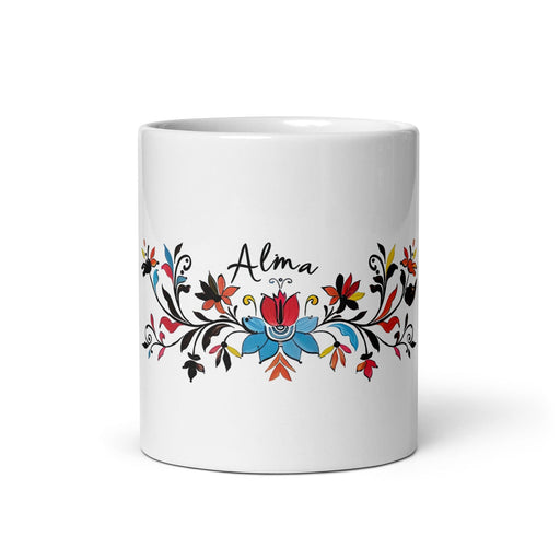 Alma Exclusive Name Art Piece Home Office Work Coffee Mug Mexican Spanish Pride Gift Cup One-Of-A-Kind Calligraphy White Glossy Mug | A13 Mexicada